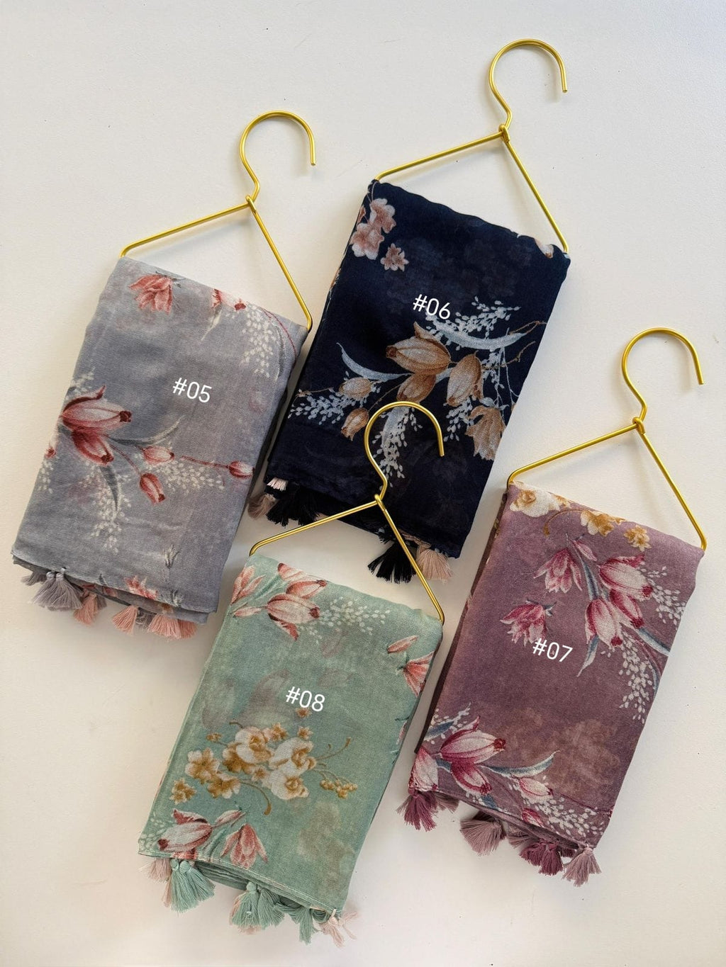 Cotton Floral Print Hijab with Tassels