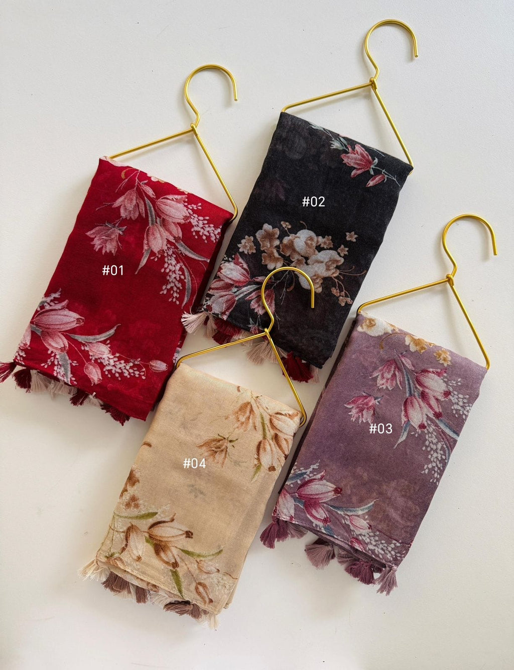 Cotton Floral Print Hijab with Tassels