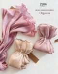 Premium Organza Shimmer with Bow Embroidery