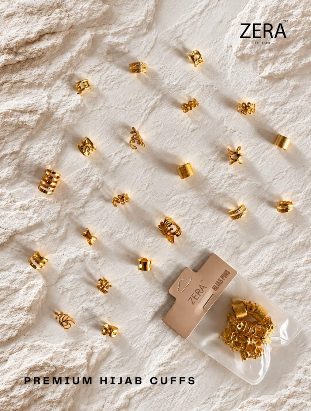 Golden hijab styling clips