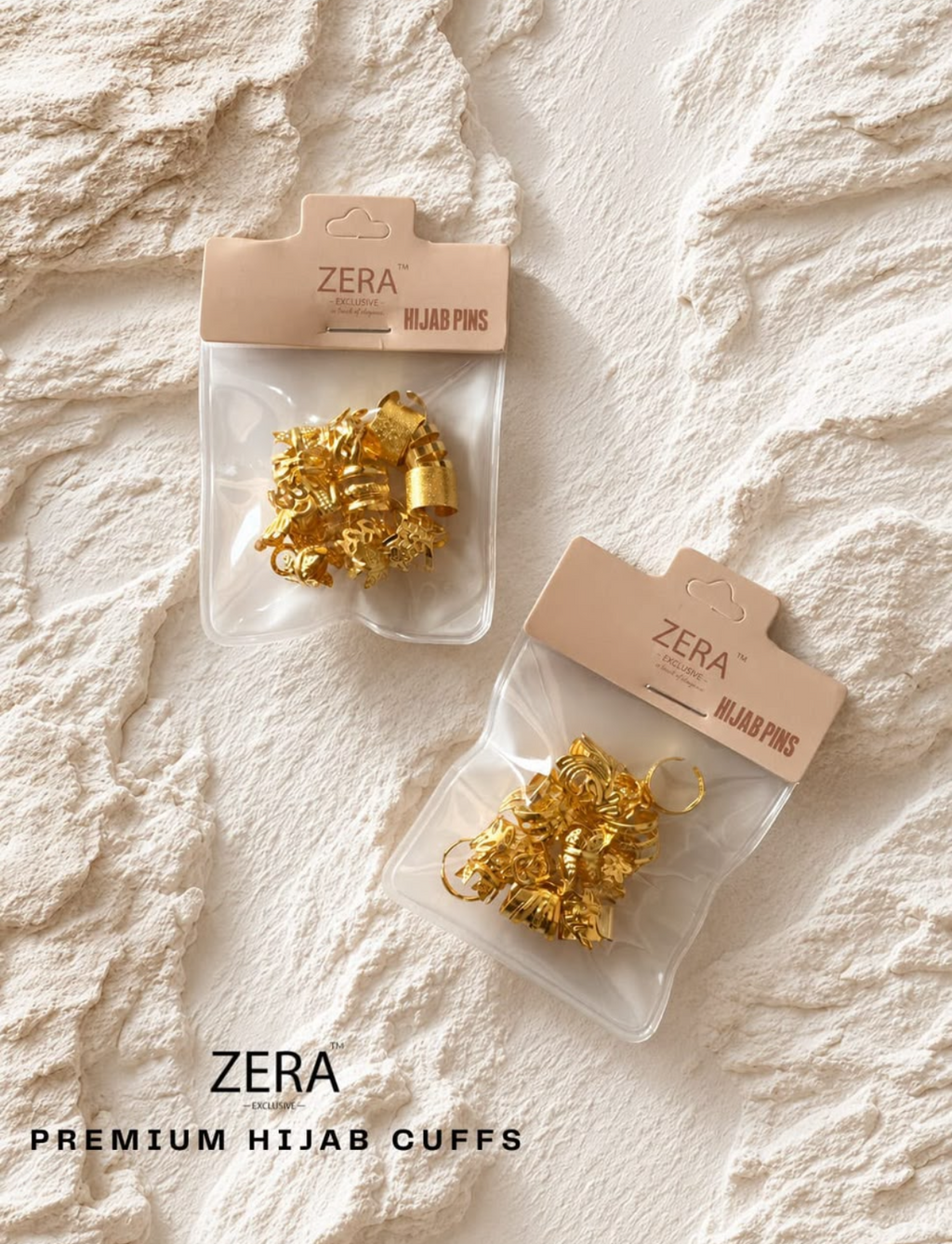 Golden hijab styling clips