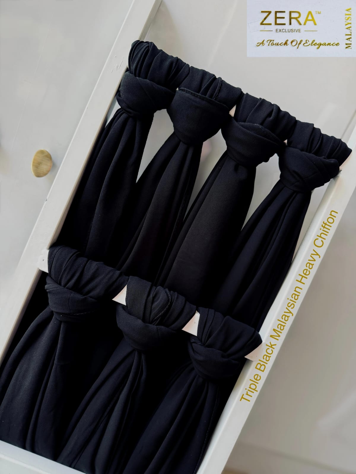ZERA Triple Black Chiffon Hijabs