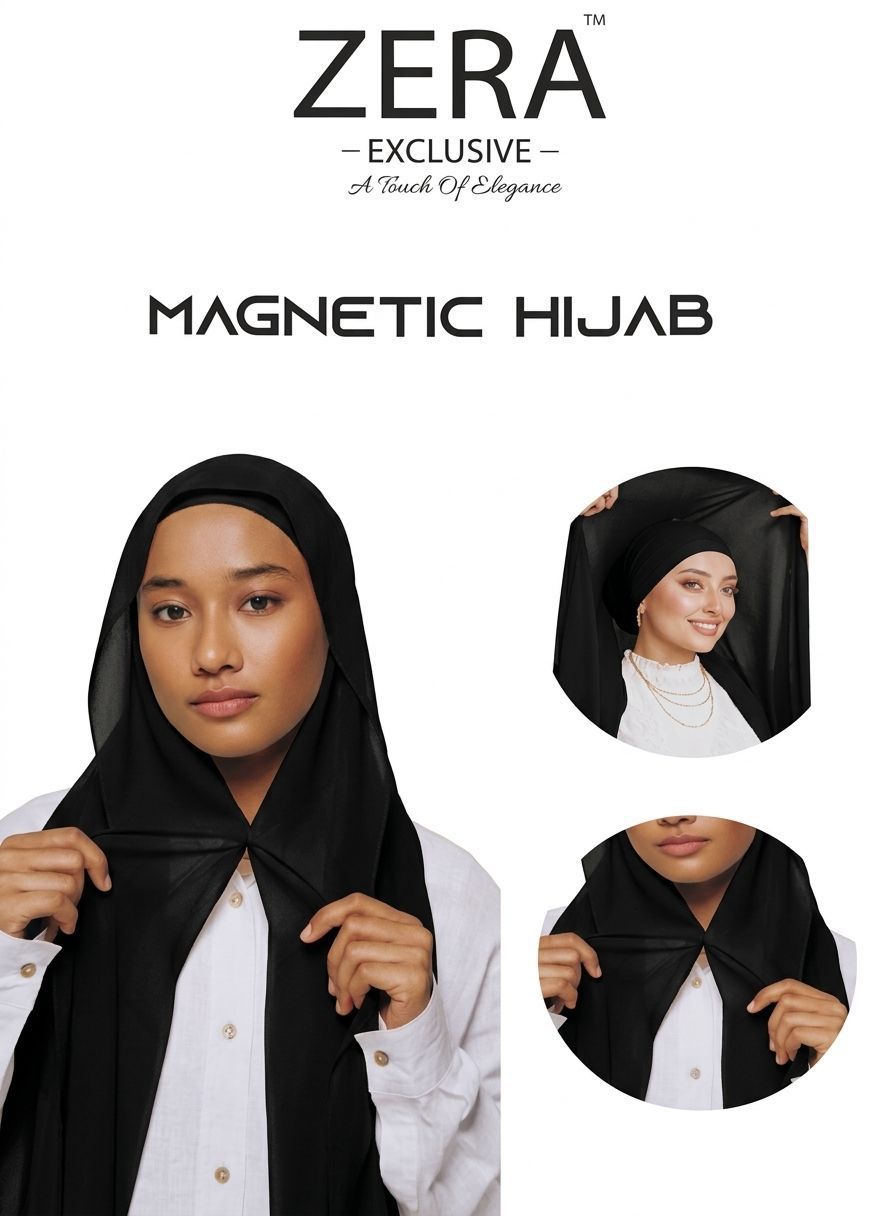 Magnetic Chiffon hijab with attached under cap
