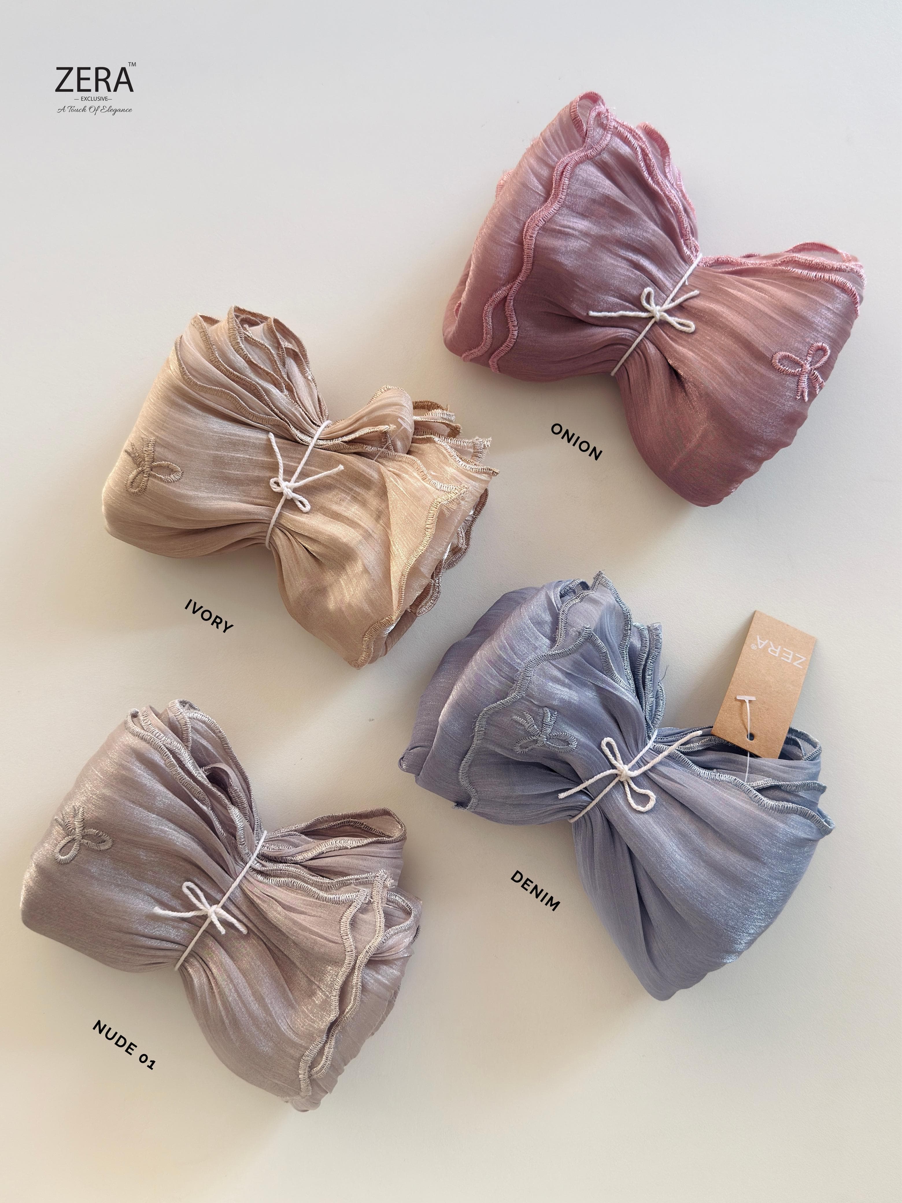 Organza shimmer with bow embroidery