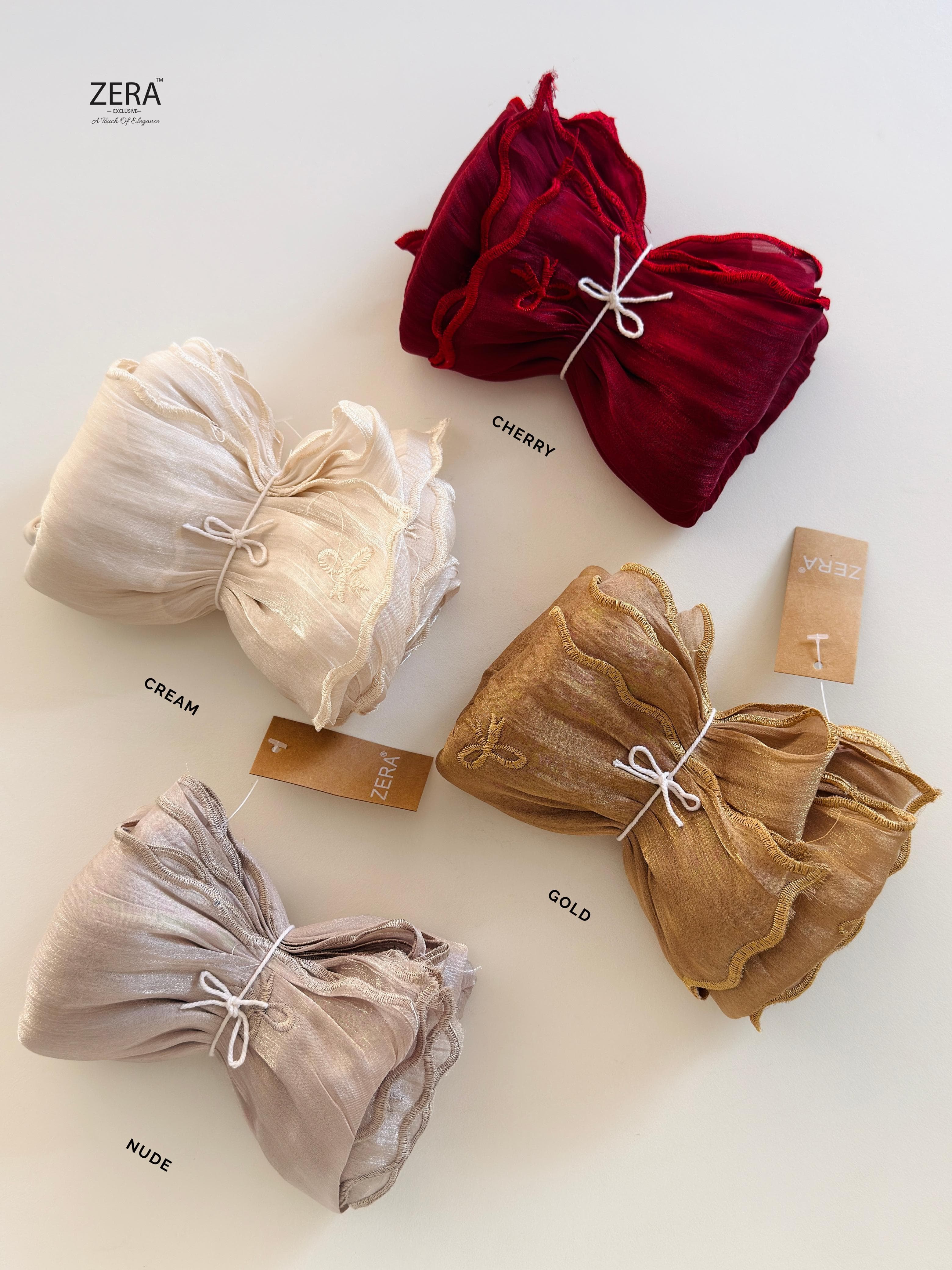 Organza shimmer with bow embroidery