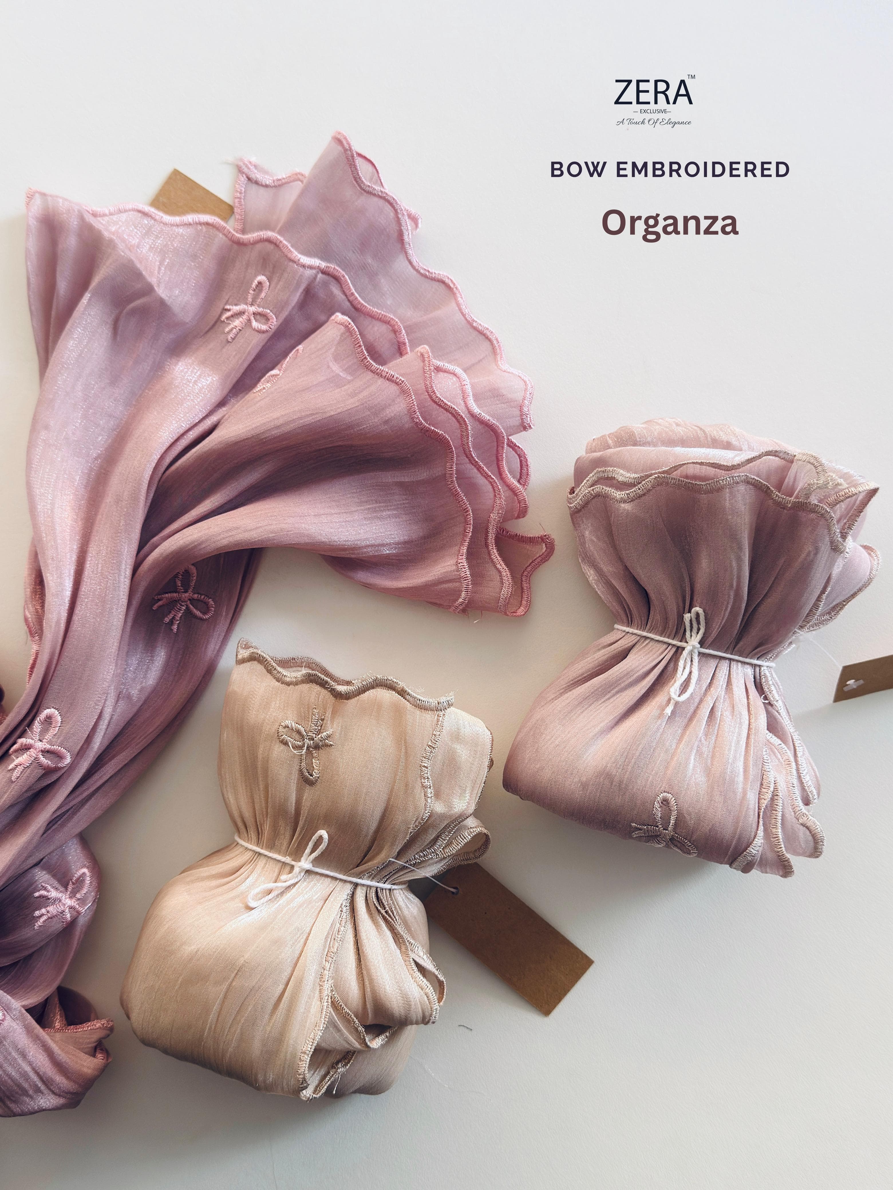 Organza shimmer with bow embroidery