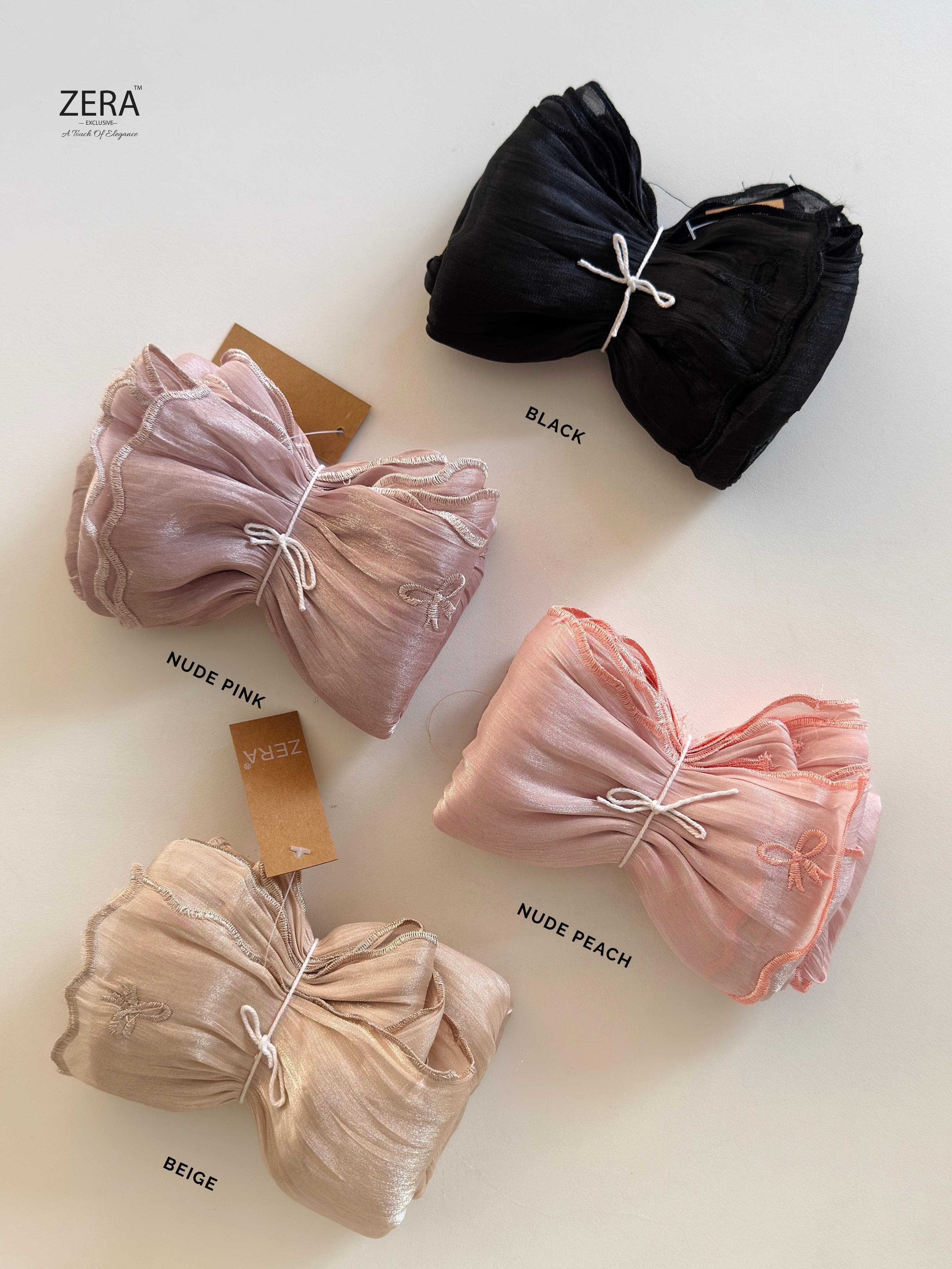 Organza shimmer with bow embroidery